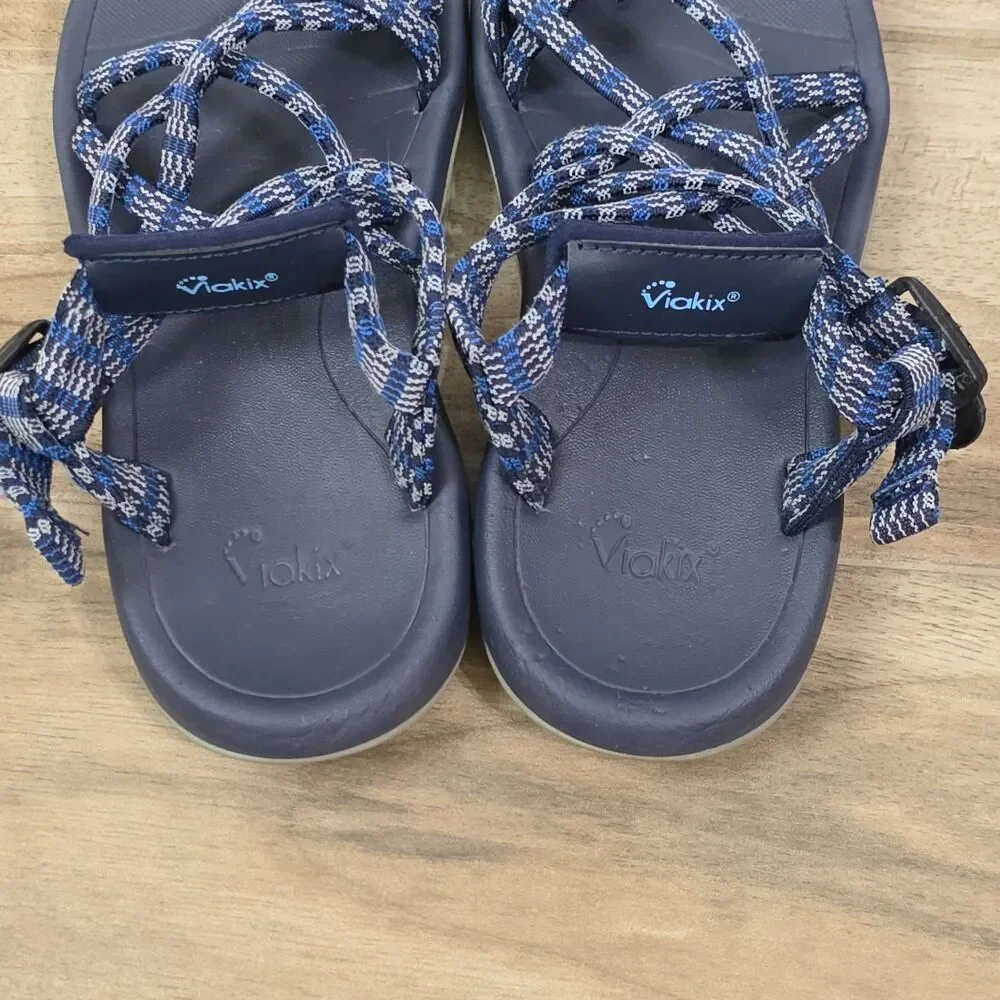 Viakix Siena Women's Hiking Walking Sport Strappy Sandals Blue Gray Size 6